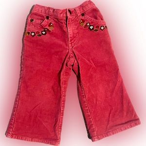 💖5/$25 Vintage OshKosh B’Gosh pink corduroy flare mushroom floral embroidery 1T